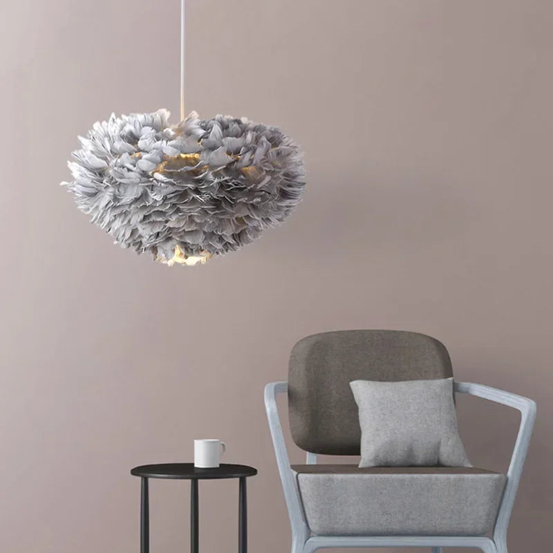 Feather Pendant Lights for Children's Bedroom Living Room - Chandelier Lighting