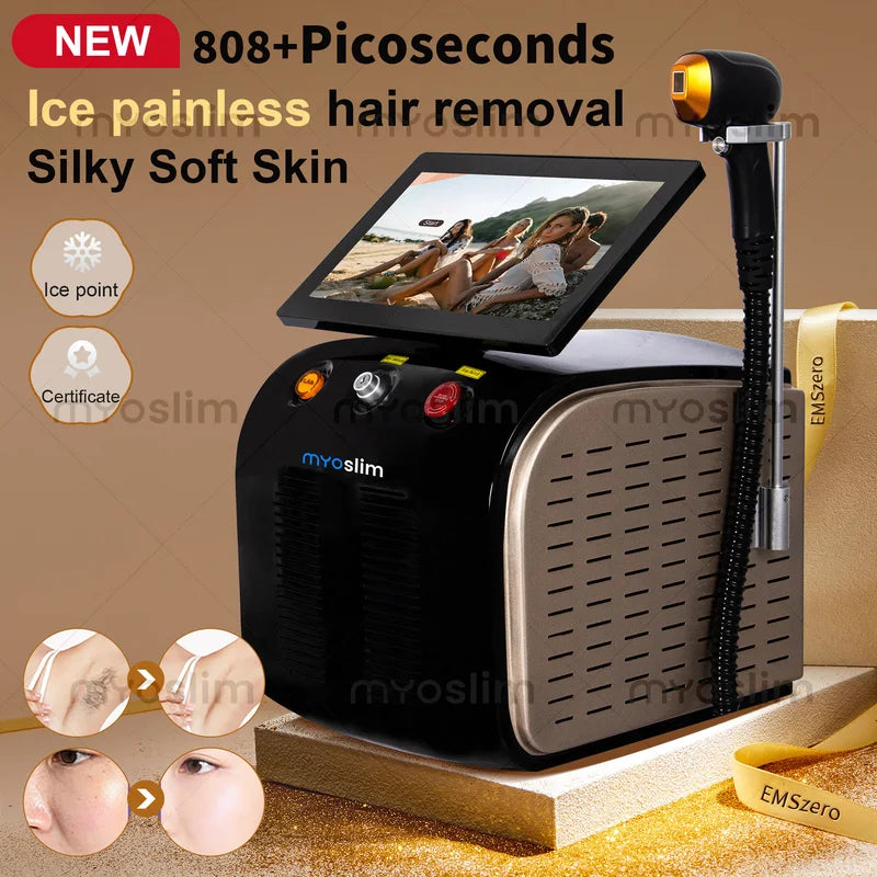 2-in-1 Diode Laser Hair Removal & Tattoo Lightening Machine - Painless Salon Device