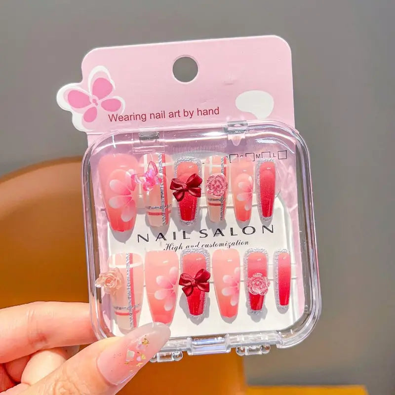Children's Cartoon Nail Stickers - Cute Detachable Long Nail Art for Girls