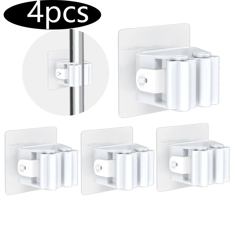 Self-Adhesive Wall Mount Mop and Broom Organizer 4 Pack