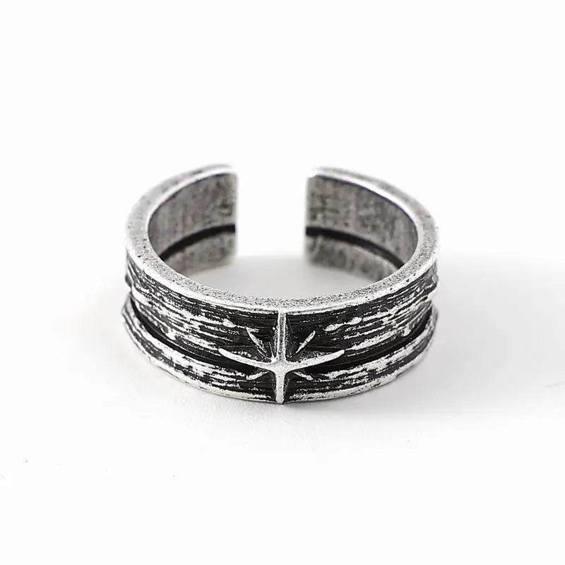 Retro Night Sky Art Ring for Men & Women Silver Punk Gothic Adjustable Jewelry