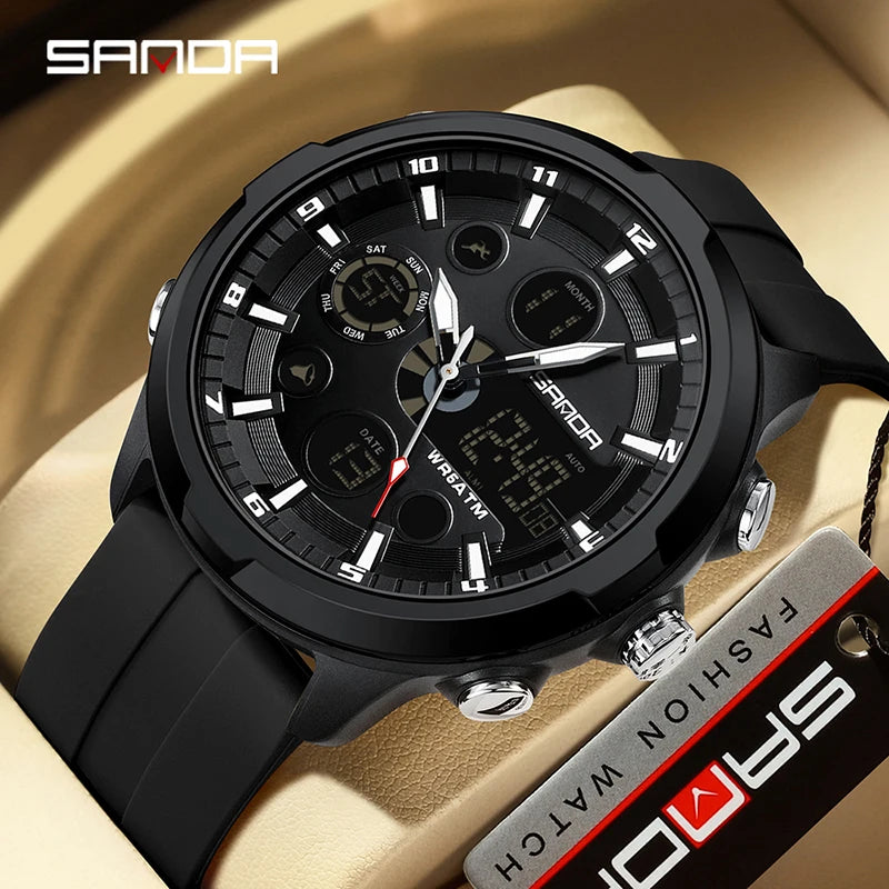 Digital Military Sports Watch for Men - Waterproof Quartz Wristwatch