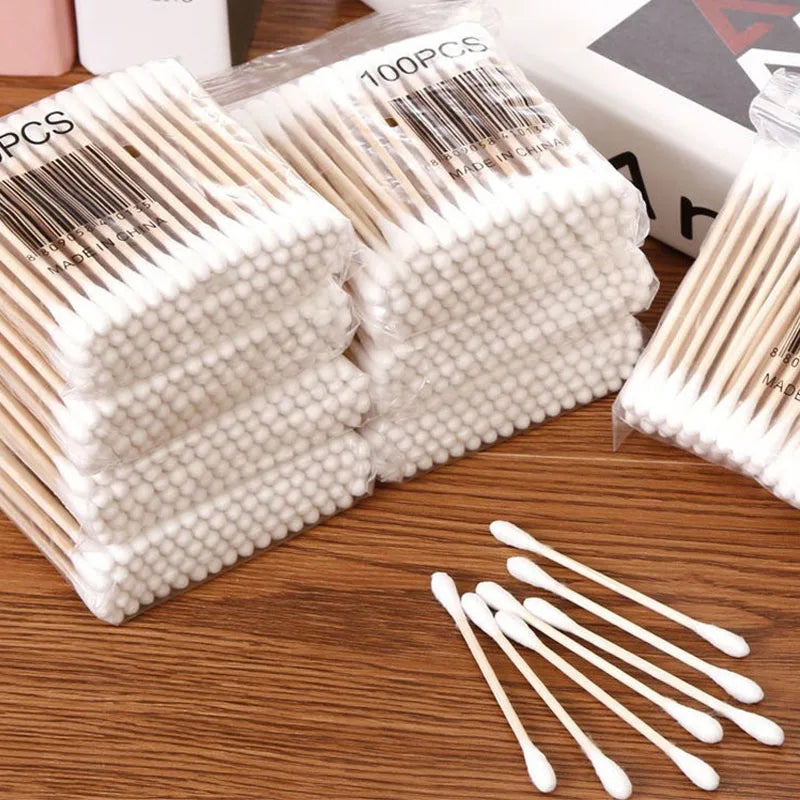 1000 Count Cotton Swabs for Ear & Makeup - Eco-Friendly Double Bamboo Sticks