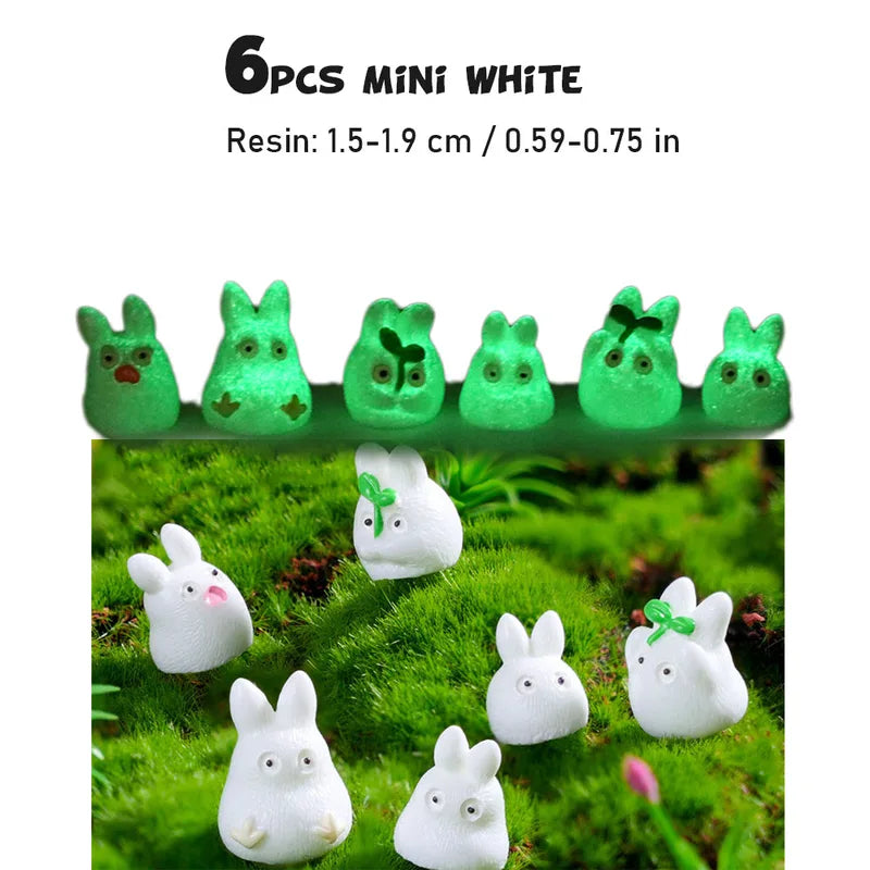 Miniature Luminous Resin Elk & Leaf Fairy Garden Decor Set - DIY Craft Accessories