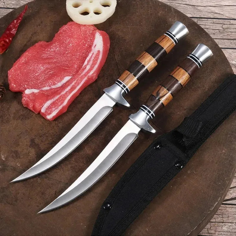 Stainless Steel Sashimi Knife Cleaver with Wooden Handle - Meat Fish Filleting & Butcher Kitchen Knife