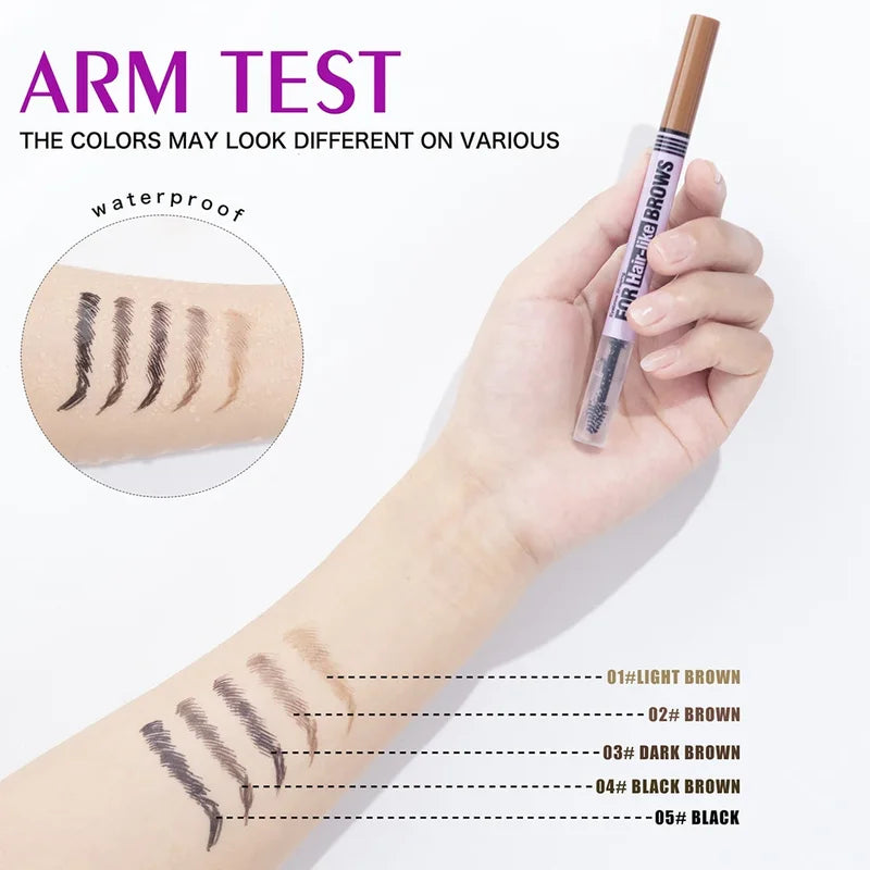 Double End Eyebrow Pencil Waterproof Gel Brow Makeup Kit - Natural & Long Lasting