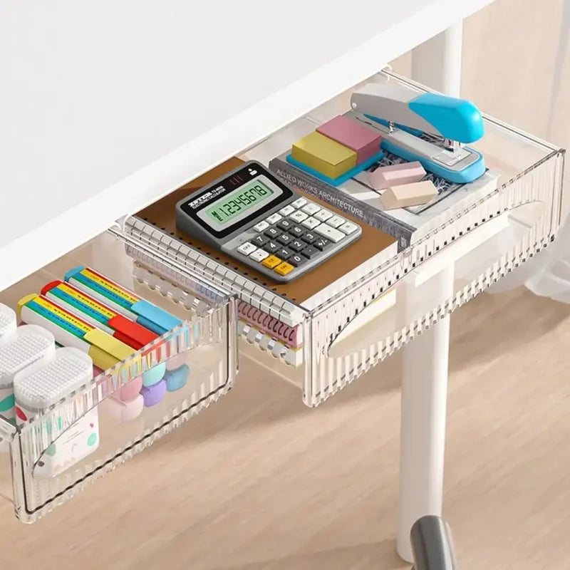 Under-Table Drawer Storage Box Self-Adhesive Office Desk Organizer Large Capacity
