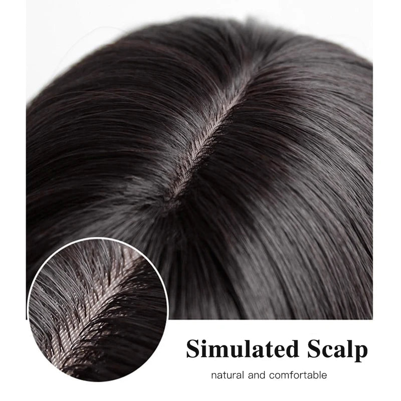 Remy Human Hair Toppers with Bangs for Women - Clip-In Hair Pieces, Black & Brown