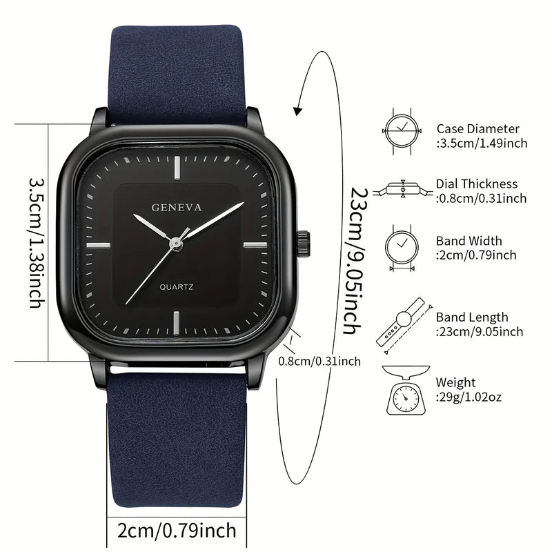 Men's Leather Strap Wristwatch Set - Business Style Quartz Watches, 2-Pack