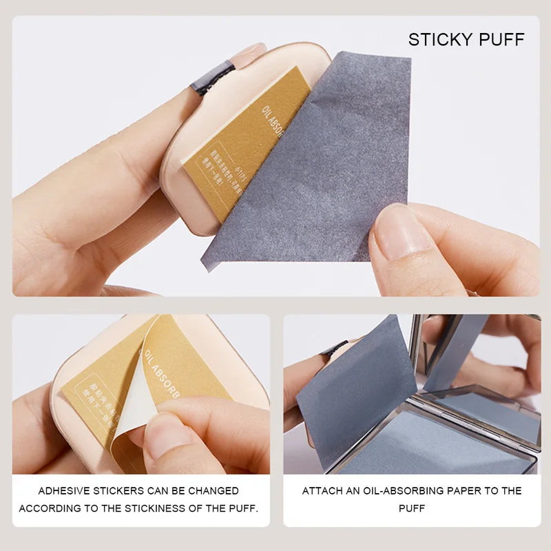 Oil Control Blotting Sheets with Case & Powder Puff - Bamboo Charcoal Face Sheets for Oily Skin