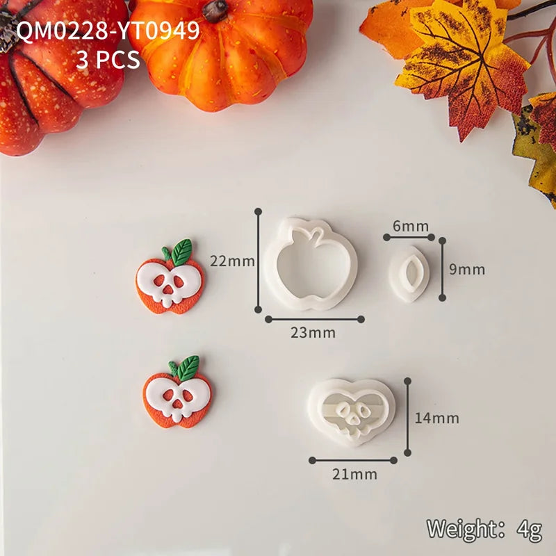 Halloween Cartoon Clay Cutter Mold Pumpkin Skull Shape DIY Jewelry Craft Tool