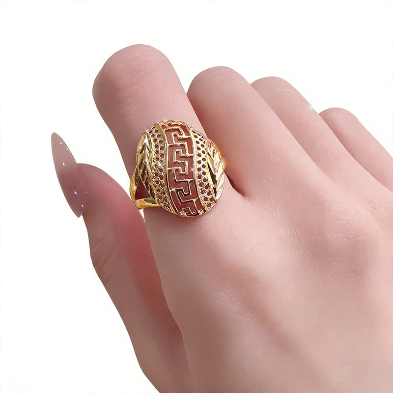 Bohemia Style Gold-Tone Leaf Ring for Women - Adjustable Size Jewelry Gift