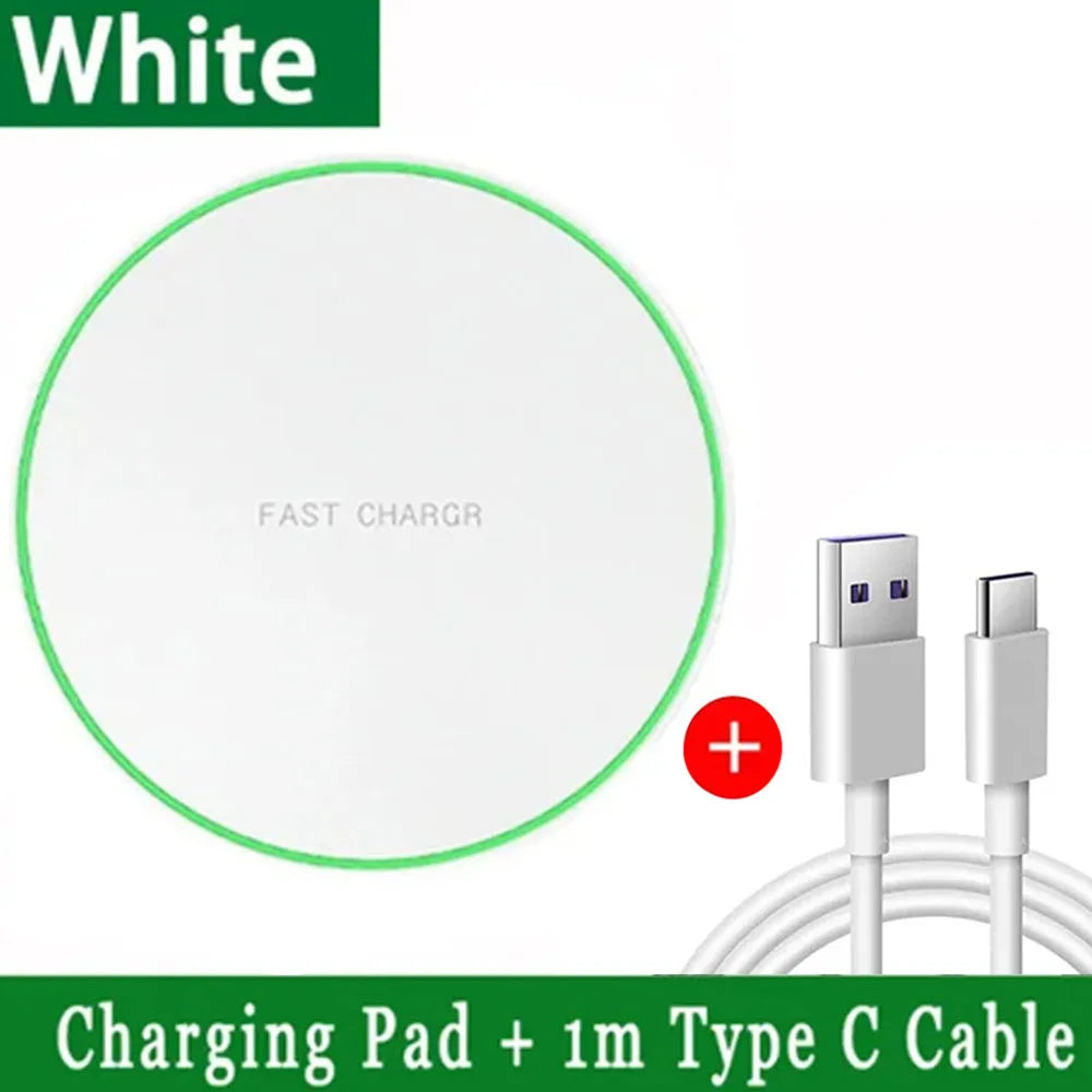 Wireless Charging Pad 30W Fast Qi Charger for iPhone Samsung Xiaomi - Black, White, Gray, Silver