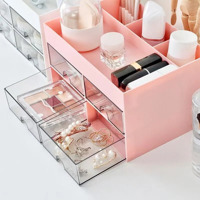 Multi-Functional Desktop Storage Box with Drawers for Office, Makeup & Vanity