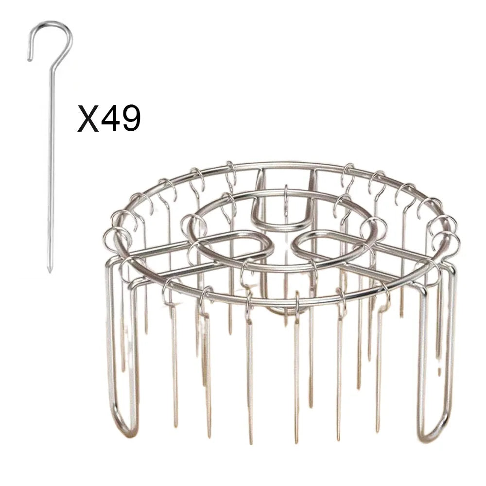 Stainless Steel Vertical Grill Rack with Detachable Skewer Holder for Barbecue and Air Fryer