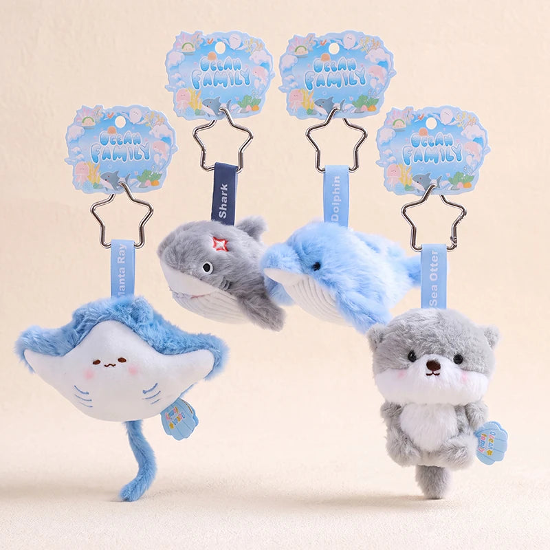 Creative Ocean Animal Plush Keychain Set - Penguin Shark Octopus Toy Gift