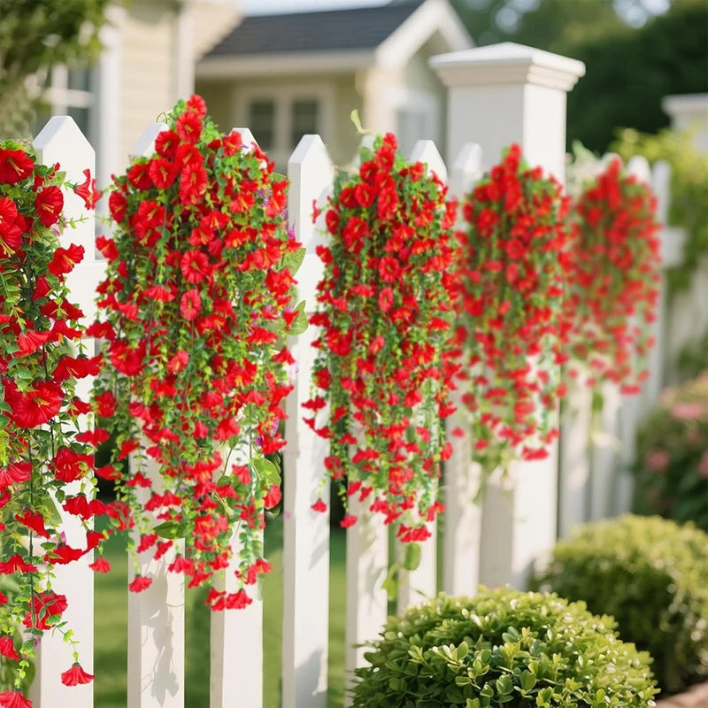 Artificial Flower Vine for Home Garden Wedding Outdoor Decoration - Violet & Red Variants