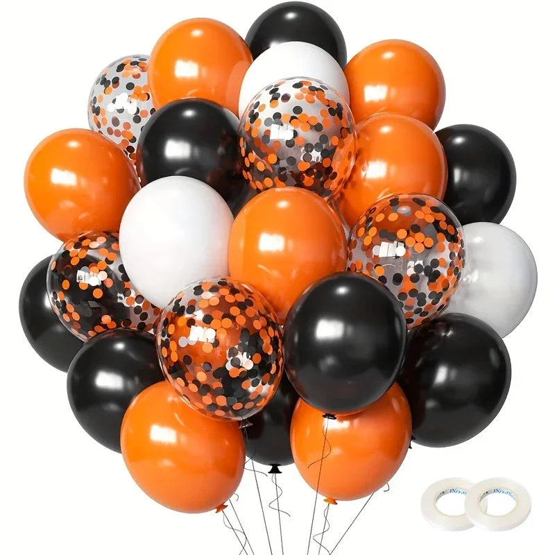 30pcs 12Inch Black and Orange Latex Balloons Halloween Party Decorations