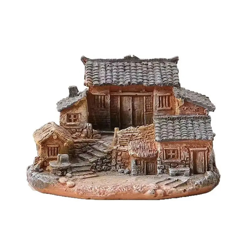 Miniature Rural House Model Desktop Decor - Countryside Potted Bonsai