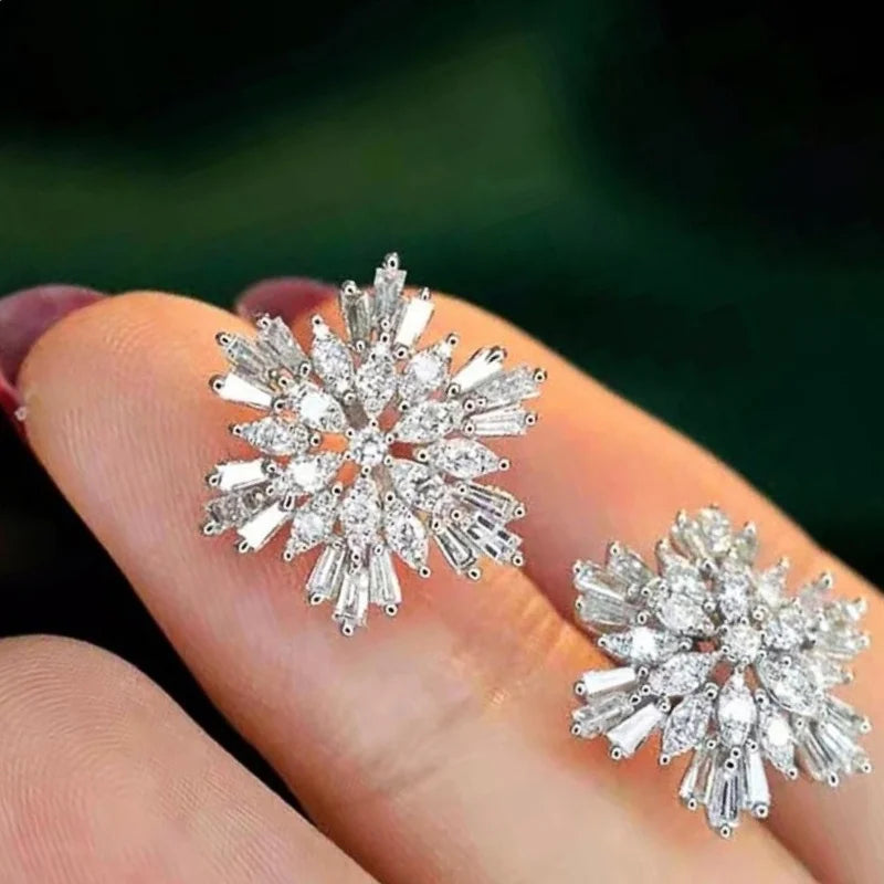 Sparkling Women's Cubic Zirconia Stud Earrings for Wedding & Party