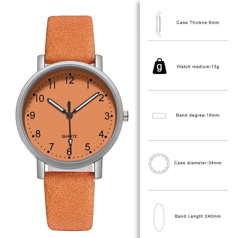 Vintage Women's Leather Strap Quartz Wristwatch - Ladies Classic Watch Gift