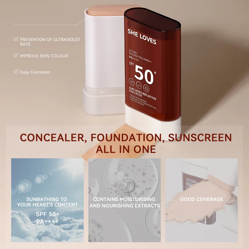 3-in-1 Sunscreen Concealer Foundation Cream - Light Texture, Flaw Cover & Long-Lasting Makeup