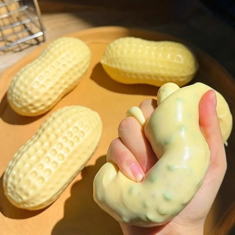 Peanut Shaped Crunchy Stress Ball - Fidget Toy for Anxiety Relief, Sensory Stimulation