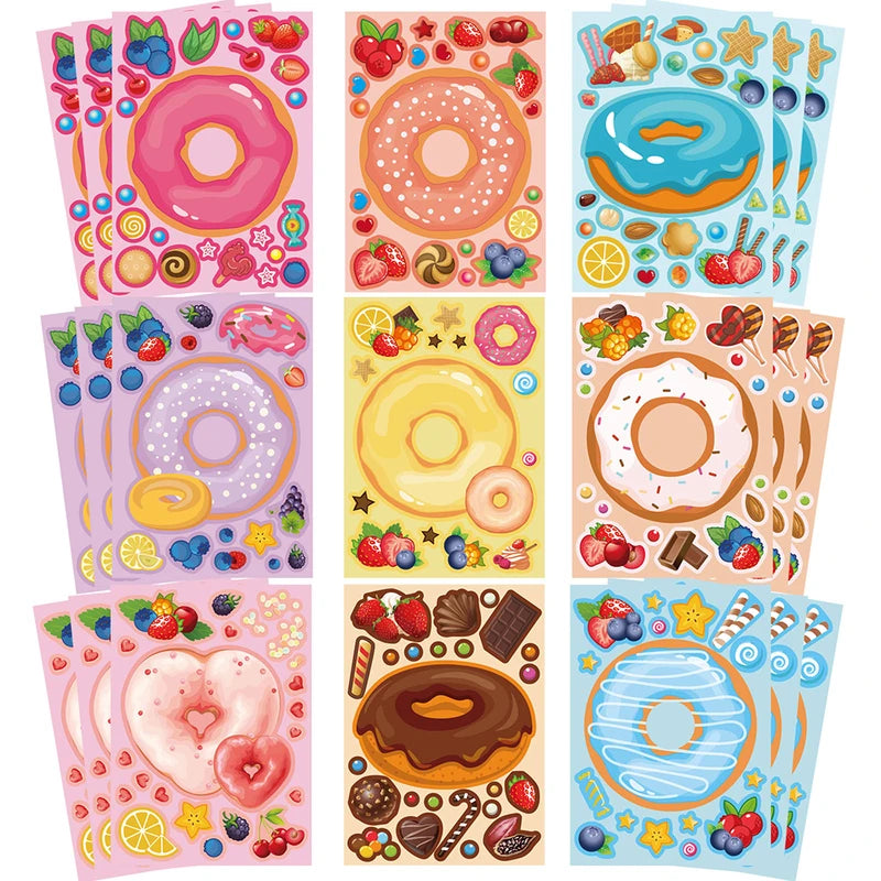 Children's Donut Puzzle Stickers Game - Funny Assemble Jigsaw Kids Educational Toy