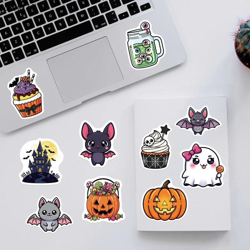 Halloween Ghost Pumpkin Stickers 10/30/50pcs Cute Kawaii DIY Phone Laptop Decor