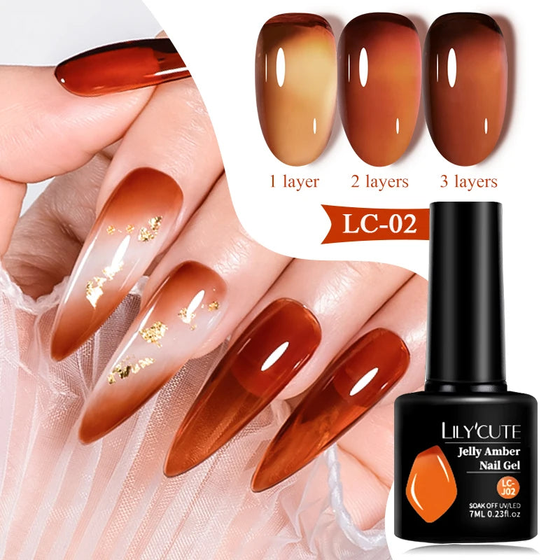 7ml Jelly Amber Gel Nail Polish - Translucent Color UV Gel for Nail Art