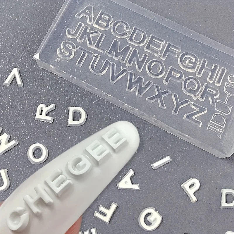 3D Letter Nail Art Silicone Mold Set - Mini A-Z & Numbers for DIY Nail Decoration