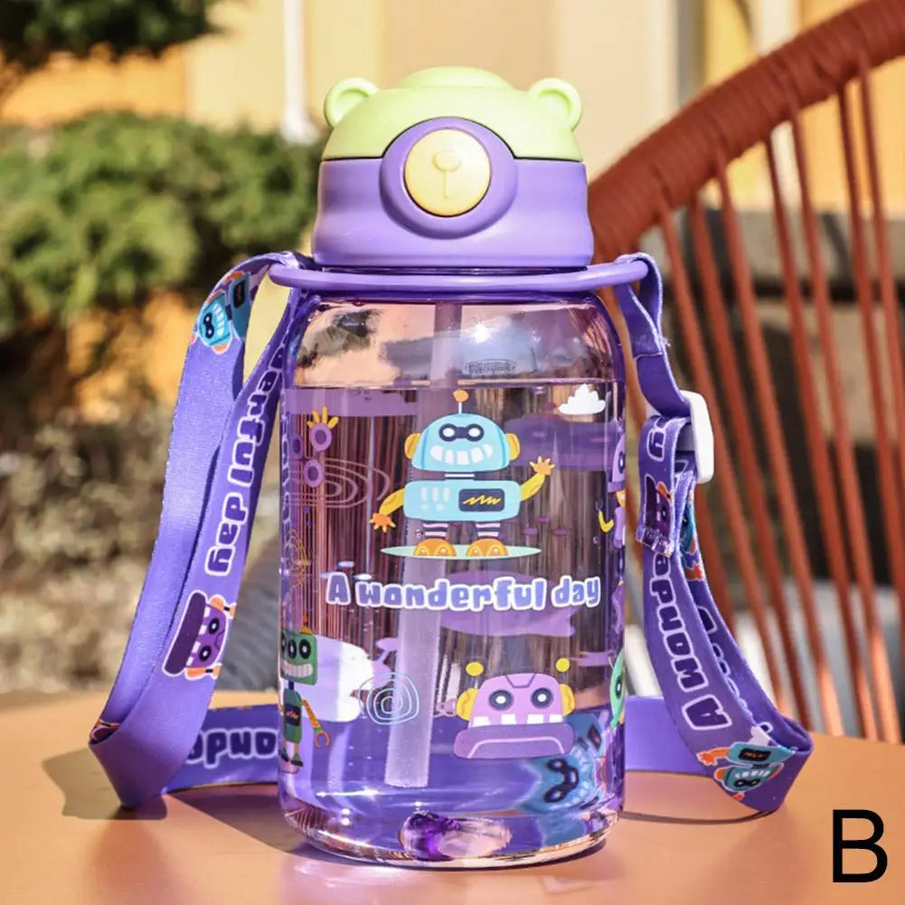 Kids Water Bottle with Straw BPA-Free Leakproof Outdoor Portable Children’s Drink Cup