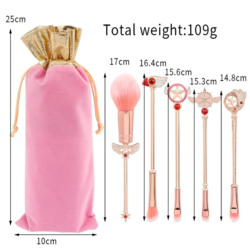 Sailor Moon Makeup Brush Set with Eyeshadow, Blush & Foundation Tools for Women
