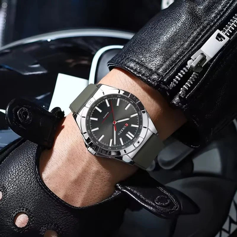 Men's Quartz Watch with Silicone Strap - Fashion Outdoor Analog Timepiece
