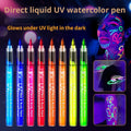 UV Neon Face Paint Markers Set - Glow in Dark Washable Art Pens for Skin & Surfaces