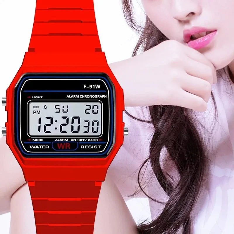 Digital Sport LED Watches for Men Women Kids Small Square Dial Silicone Band