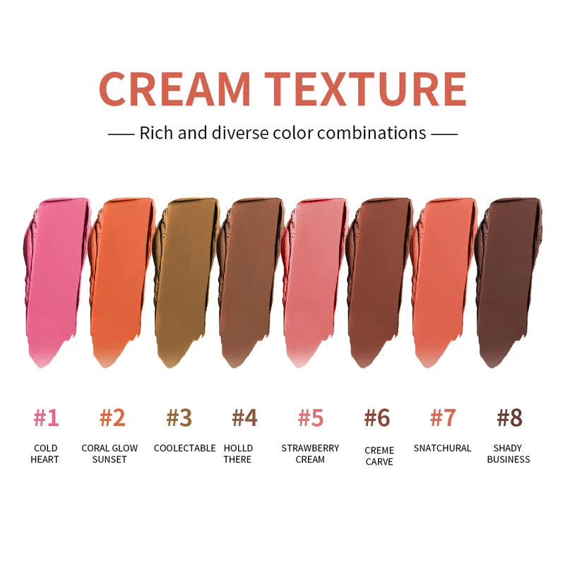 Cream Eye Shadow & Highlighter Palette - Matte & Shimmer Finishes - Long-Lasting Cosmetics