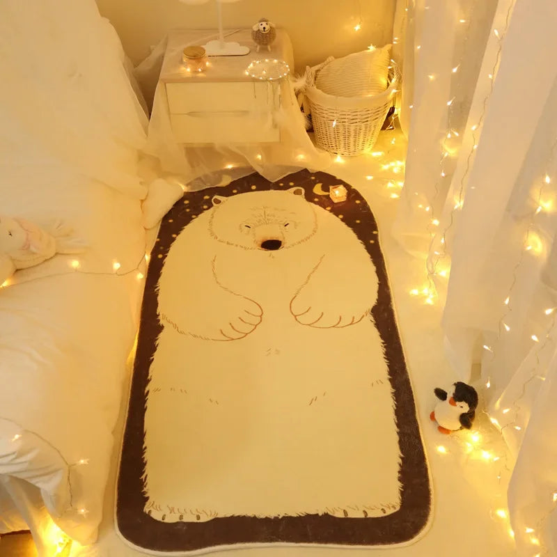 Cute Bear Bedside Rug - Non-Slip Fluffy Child Bedroom Floor Mat
