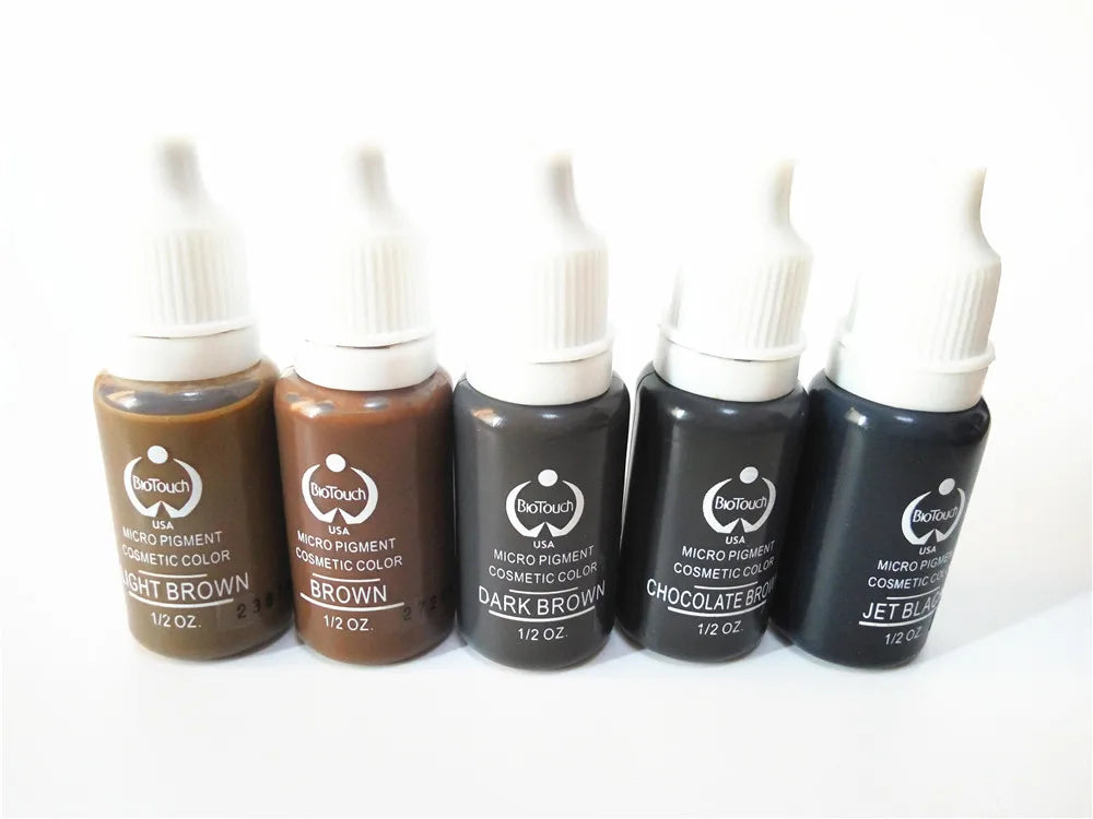 5-Piece Permanent Makeup Tattoo Ink Set - Micropigmentation & Lip/Eye Color