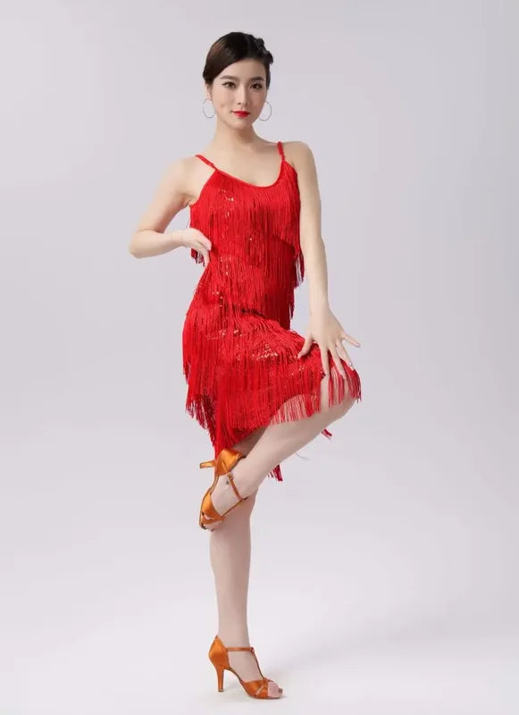 Sequin Tassel Dress for Party & Dance - Latin Spring Costume