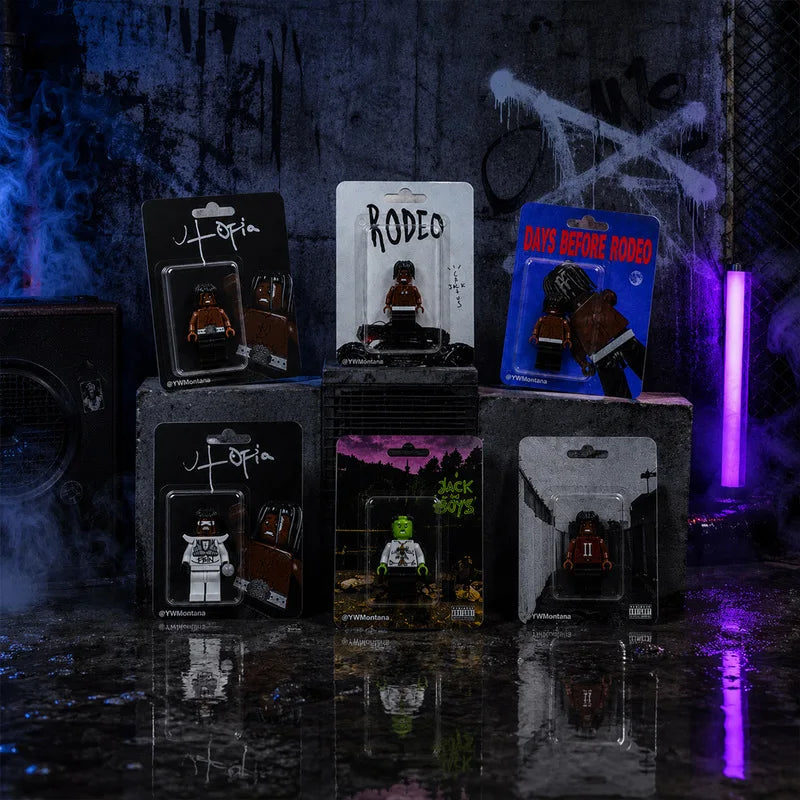 Handmade Collectible Building Block Mini Figure - Travis Scott Rodeo Album Display