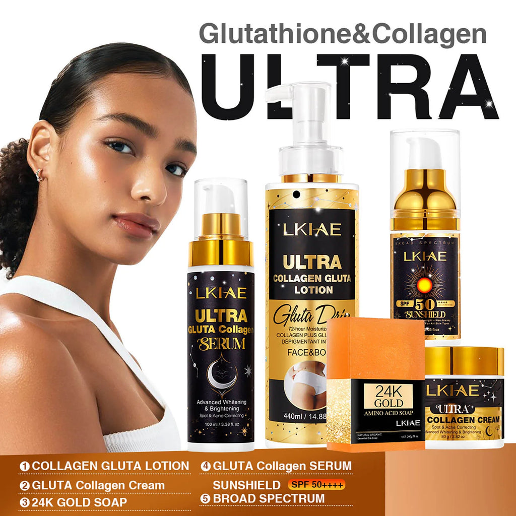 Glutathione Collagen Skin Lightening Set with Moisturizer and Sunscreen