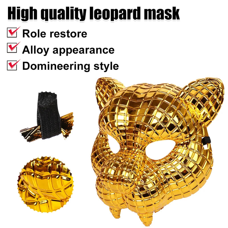 Golden Leopard Halloween Mask Animal Cosplay Costume Prop Party Mask