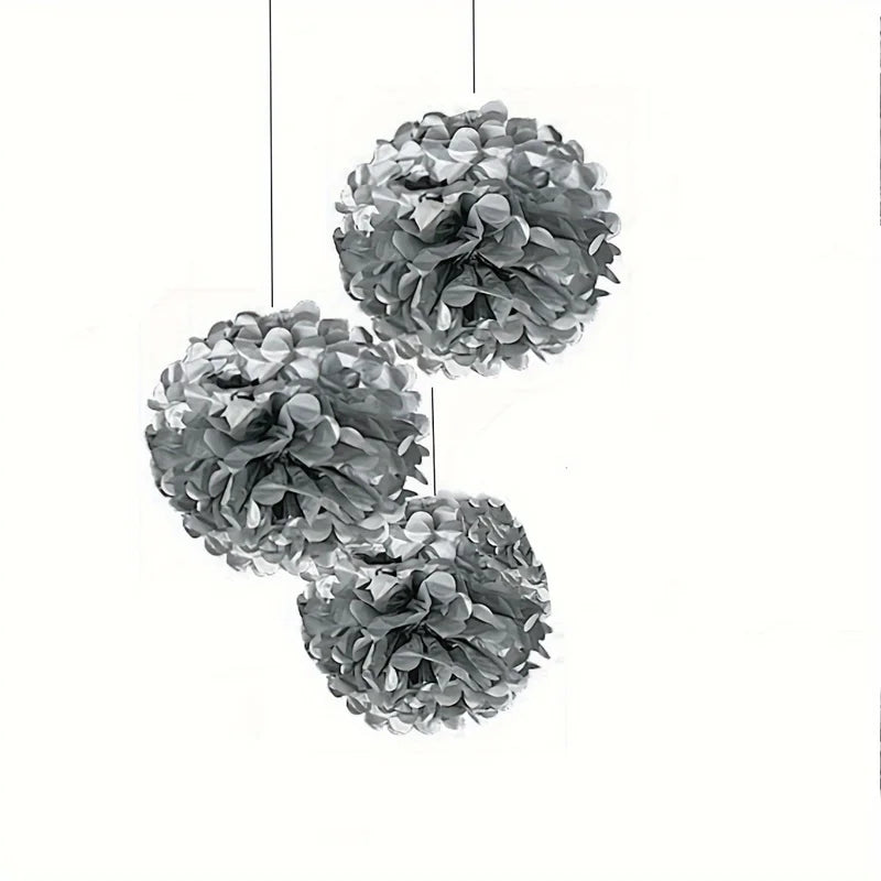 3-Pack 10 Inch Paper Pom Poms Hanging Decorations for Weddings & Parties