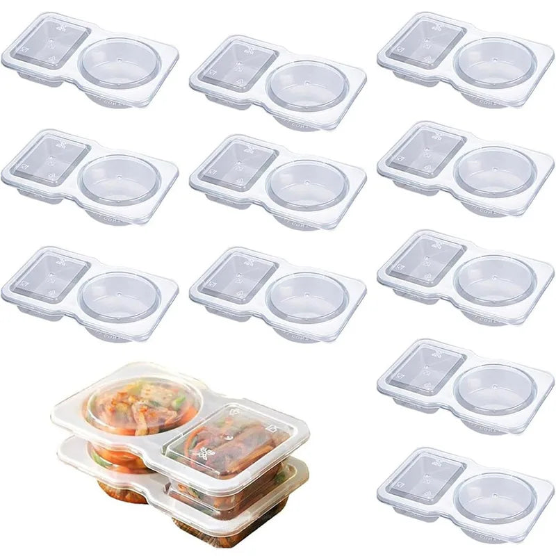 Double Compartment Food Storage Containers with Lids - Reusable Snack Boxes