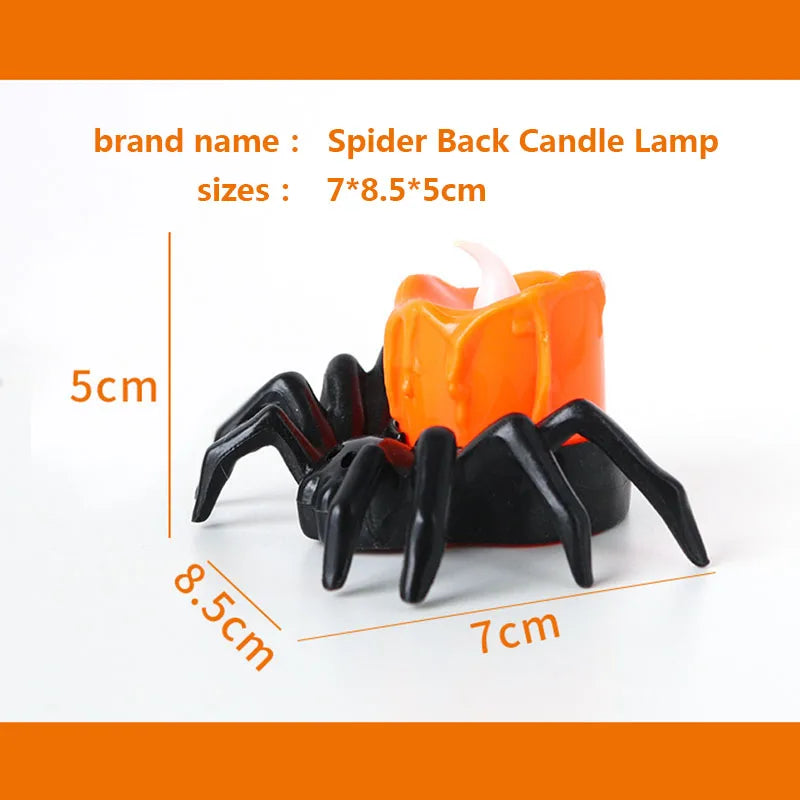 Halloween Decorations LED Candle Light with Plastic Spider and Pumpkin Lamp for Haunted House & Party