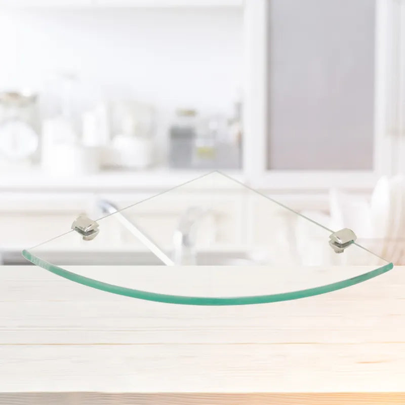 Glass Corner Shelf Bathroom Wall Mount Storage Rack for Shower and Vanity