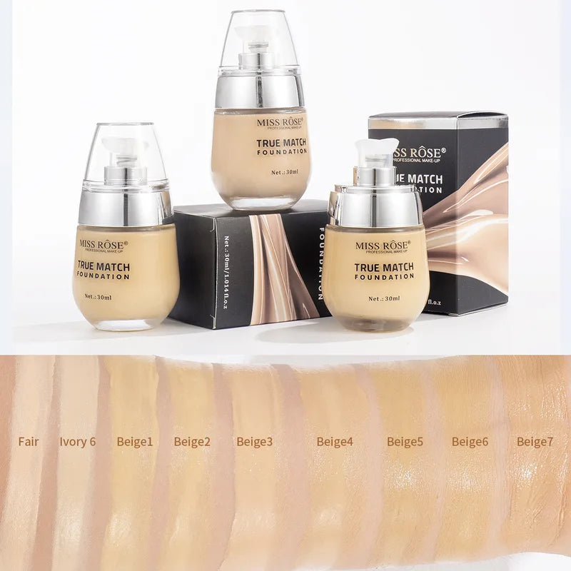 Liquid Foundation 30ml Sweatproof Natural Nude Makeup Base for Daily Face