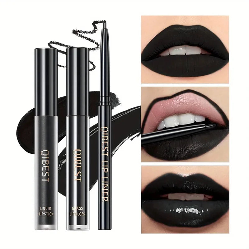 3-in-1 Lipstick Lip Liner Lip Gloss Set for Women Waterproof Long Lasting