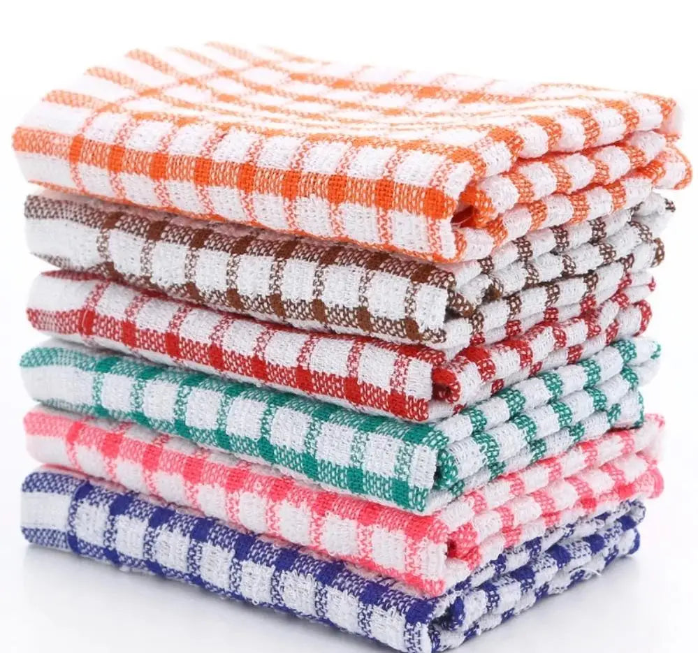 6 Pack Cotton Kitchen Tea Towels - Absorbent Lint-Free Dish Cloths for Cleaning
